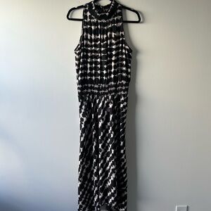 Allison Joy black and grey printed sleeveless maxi/midi dress